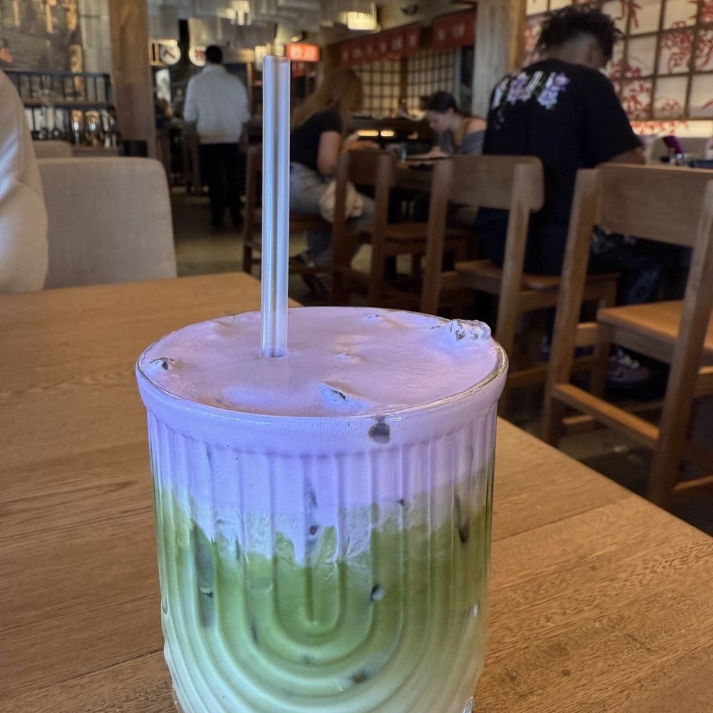 Matcha ube foam