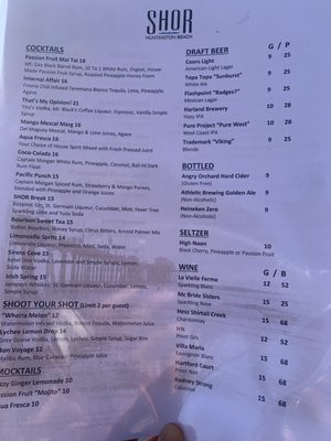 Menu photo 2 Shor Huntington Beach, CA Menu photo 2 Shor Huntington Beach, CA