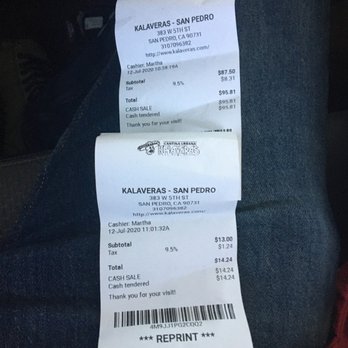 Kalaveras - Receipt - Latin American Near Me - San Pedro, California