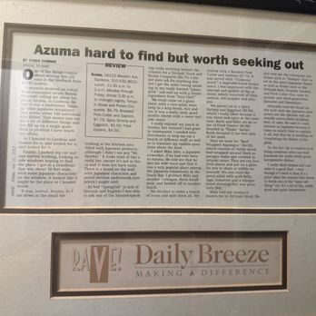 Azuma Japanese Restaurant - Newspaper article on restaurant wall - Izakaya Near Me - Gardena, California Azuma Japanese Restaurant - Newspaper article on restaurant wall - Izakaya Near Me - Gardena, California