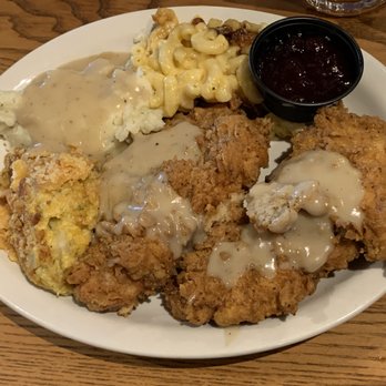 Cracker Barrel Old Country Store - Country Fried Turkey w/ Gravy, Squash Casserole, Mashed Potatoes, Mac & Cheese & Cranberry Sauce. - Breakfast & Brunch Near Me - Binghamton, New York Cracker Barrel Old Country Store - Country Fried Turkey w/ Gravy, Squash Casserole, Mashed Potatoes, Mac & Cheese & Cranberry Sauce. - Breakfast & Brunch Near Me - Binghamton, New York