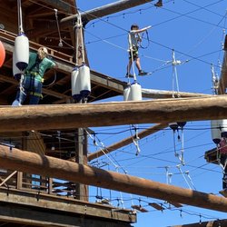 High Life Adventure Park Aerial Challenge Course - Three of us on different elements, kind of like a choose your own adventure story!