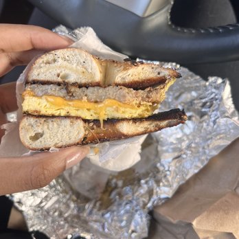 Sam's Bagels - Sausage egg and cheese on extra burnt (I asked for it) everything bagel - Bagels Near Me - Baltimore, Maryland Sam's Bagels - Sausage egg and cheese on extra burnt (I asked for it) everything bagel - Bagels Near Me - Baltimore, Maryland