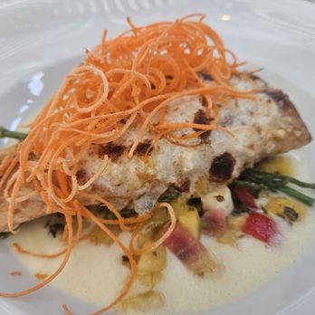 C Level - Overcooked macadamia coconut mahi. Can you see the crust? It's hard to find! - New American Near Me - San Diego, California C Level - Overcooked macadamia coconut mahi. Can you see the crust? It's hard to find! - New American Near Me - San Diego, California