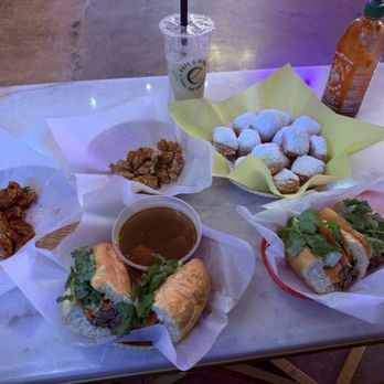 Petit Beignets and Tapioca - Beef Dip Banh Mi Pork Banh Mi Popcorn chicken (spicy & regular) Petite Beignets House Milk Tea - Bubble Tea Near Me - Houston, Texas