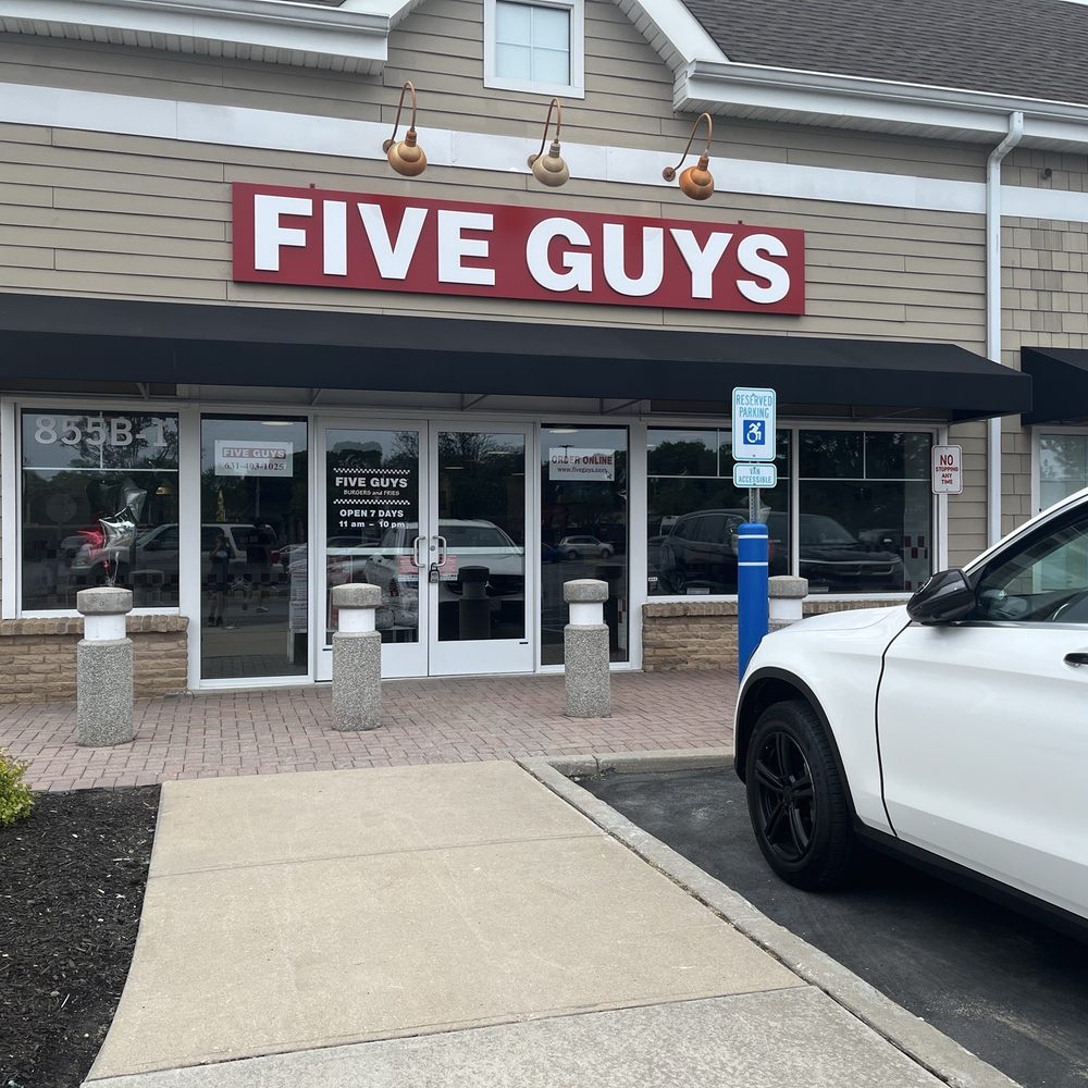 Five Guys - The outside - Hot Dogs Near Me - Shirley, New York