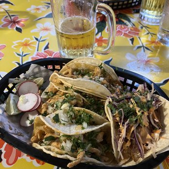 El Cabron - 3 taco special with chicken 1 fish taco  Pacifico beer - Mexican Near Me - New York, New York