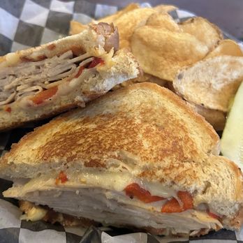 Casey's Drexel Hill - The Turkey Grill - carved turkey, crispy bacon, roasted red peppers and provolone cheese on grilled sourdough. Was ok. Nothing special. - American Near Me - Drexel Hill, Pennsylvania Casey's Drexel Hill - The Turkey Grill - carved turkey, crispy bacon, roasted red peppers and provolone cheese on grilled sourdough. Was ok. Nothing special. - American Near Me - Drexel Hill, Pennsylvania