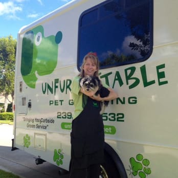 Unfurgettable Pet Grooming - Keri bringing Morky out to the van to get a full grooming. She's great w/ making my squirmy little boy comfortable & beautiful! - Pet Groomers Near Me