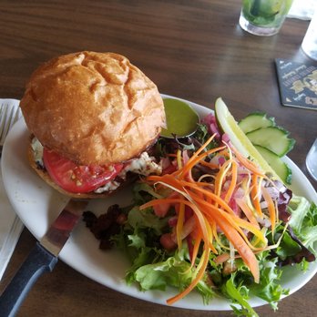 Peter's Bar and Grill - Burger with bacon and blue cheese, salad with basil vinaigrette, a mojito and my friend's sliders. - Sports Bars Near Me - Portland, Oregon Peter's Bar and Grill - Burger with bacon and blue cheese, salad with basil vinaigrette, a mojito and my friend's sliders. - Sports Bars Near Me - Portland, Oregon