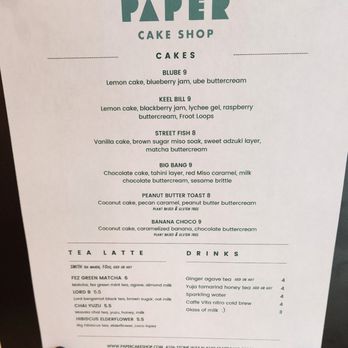 Paper Cake Shop - Menu (9/20/23) - Patisserie/Cake Shop Near Me - Seattle, Washington