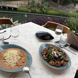 Roam & Range - OMG the lunch portions are huge!! Crawfish étouffée and Beer salad with blacked shrimp!