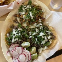 Carne asada and al pastor tacos (homemade tortilla) Carne asada and al pastor tacos (homemade tortilla)