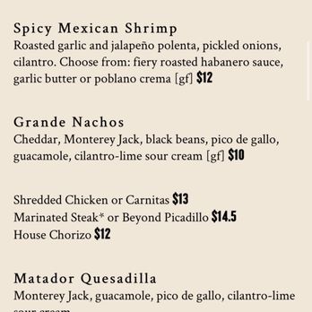 Matador Redmond - Menu - Mexican Near Me - Redmond, Washington