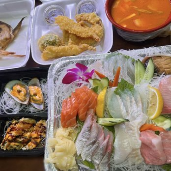 Bada Sushi - Sashimi combo (s) with grilled fish, fries, soup, mochi/tofu balls, pickles/salad. Sashimi MELTS in your mouth - Japanese Near Me - Rowland Heights, California Bada Sushi - Sashimi combo (s) with grilled fish, fries, soup, mochi/tofu balls, pickles/salad. Sashimi MELTS in your mouth - Japanese Near Me - Rowland Heights, California