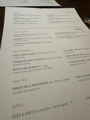 Menu photo 1 Folia Bar & Kitchen Healdsburg, CA Menu photo 1 Folia Bar & Kitchen Healdsburg, CA