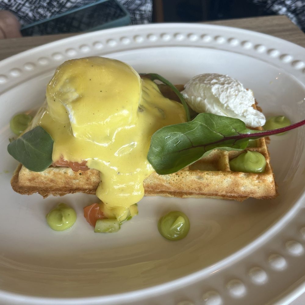Rose Gose - Waffle with Salmon - Cocktail Bars Near Me - Austin, Texas Rose Gose - Waffle with Salmon - Cocktail Bars Near Me - Austin, Texas