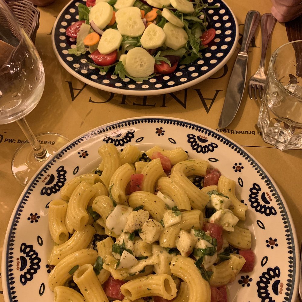 Salad and our Rigottoni with mozzarella and cherry tomato Salad and our Rigottoni with mozzarella and cherry tomato