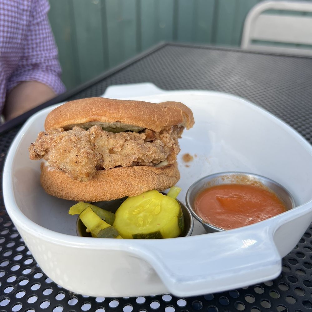 Red Rooster - Gluten-free Fried Chicken Sandwich - presentation is so-so but was very good! - New American Near Me - Oklahoma City, Oklahoma Red Rooster - Gluten-free Fried Chicken Sandwich - presentation is so-so but was very good! - New American Near Me - Oklahoma City, Oklahoma