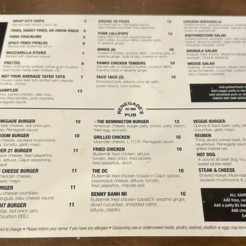 Renegade's Pub - Menu 5/19/24 - Pubs Near Me - Boston, Massachusetts