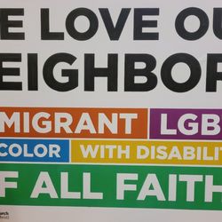 First Christian Church - Sign in Lobby Window