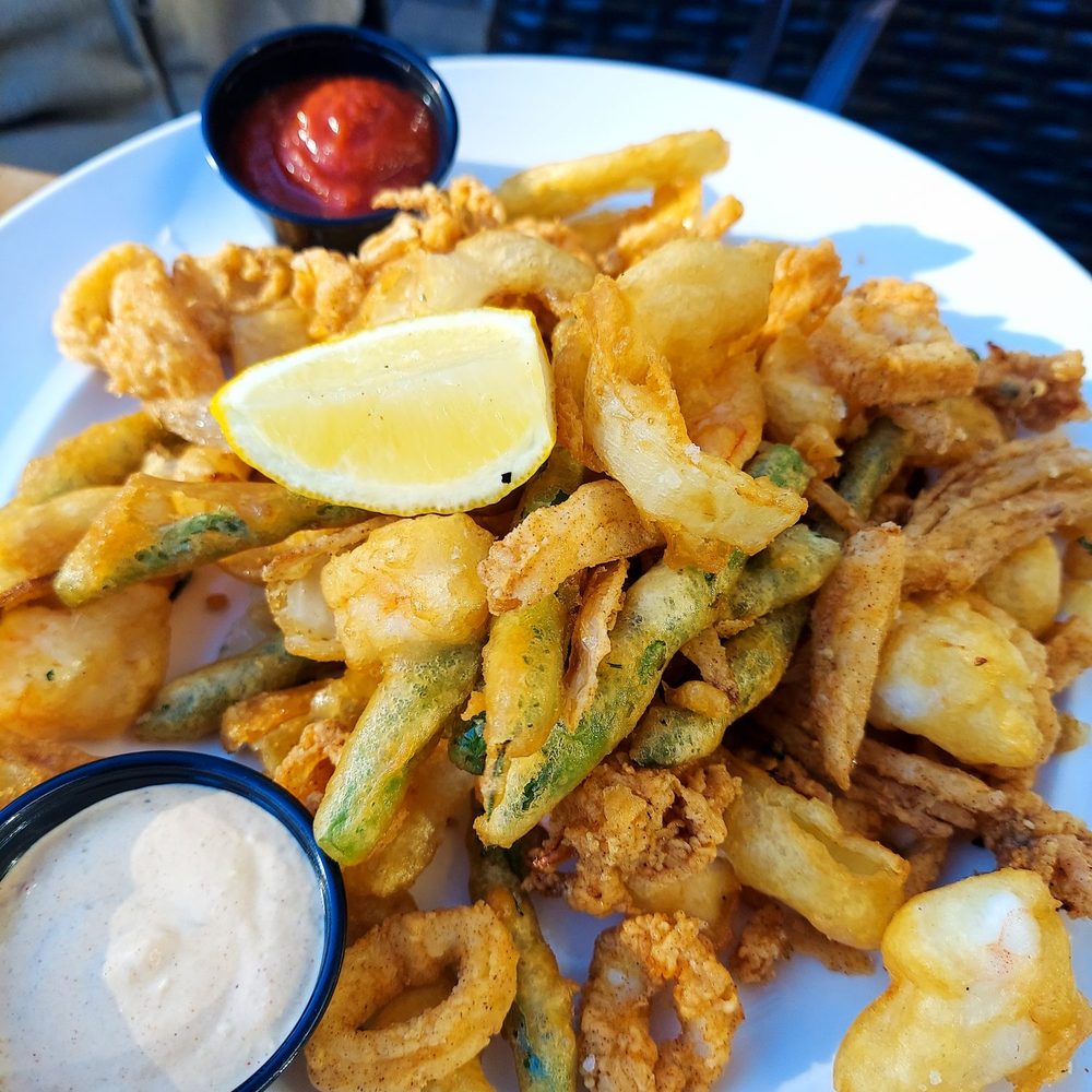Opa Morgan Hill - A mix of calamari, shrimp, green beans and onions with a marinara and jalapeno garlic aioli for dipping. - Greek Near Me - Morgan Hill, California Opa Morgan Hill - A mix of calamari, shrimp, green beans and onions with a marinara and jalapeno garlic aioli for dipping. - Greek Near Me - Morgan Hill, California