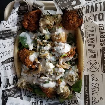 Hummus Way - Open face pita with falafel - Mediterranean Near Me - Orange, California