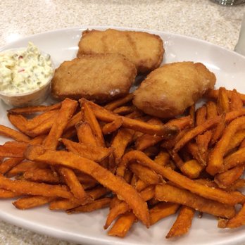 The Red Flame - $14.45 Fish and Chips. $1 more for Sweet Potato Fries. 11/28/17 - American Near Me - New York, New York The Red Flame - $14.45 Fish and Chips. $1 more for Sweet Potato Fries. 11/28/17 - American Near Me - New York, New York