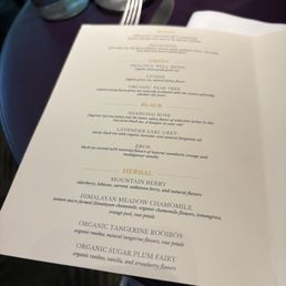 Tea menu Tea menu