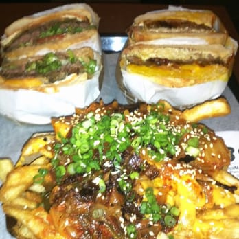 Bop N Grill - Bng and kimchi burger with kimchi fries - Burgers Near Me - Chicago, Illinois