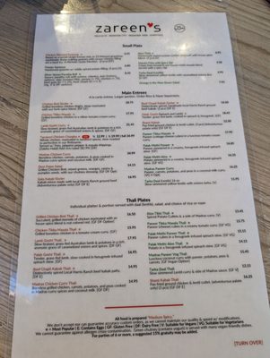 Menu photo 1 Zareen's Redwood City, CA