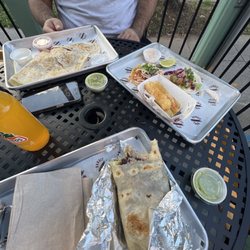 Bandit Taco - it's pretty good. Skirt Steak Burrito, Skirt Steak Quesadilla, Chicken Tinga Taco, Baja Fish Taco, and Yuca.