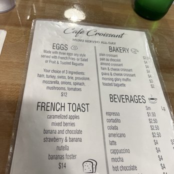 Café Croissant - Menu - Bakeries Near Me - Miami, Florida Café Croissant - Menu - Bakeries Near Me - Miami, Florida