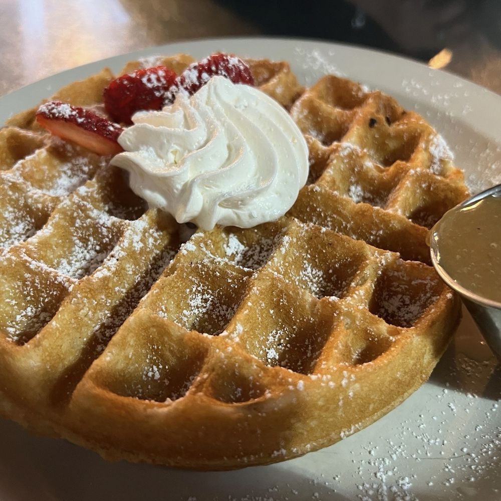 Waffle with caramel syrup Waffle with caramel syrup