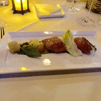 North Pond - Salmon with basil purée and tomato bacon jam - New American Near Me - Chicago, Illinois North Pond - Salmon with basil purée and tomato bacon jam - New American Near Me - Chicago, Illinois