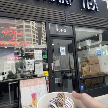 Sharp Tea - Tiramisu Air Pancake in front of restaurant - Bubble Tea Near Me - Los Angeles, California
