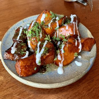 Squable - Sweet potato + pork belly - Modern European Near Me - Houston, Texas Squable - Sweet potato + pork belly - Modern European Near Me - Houston, Texas