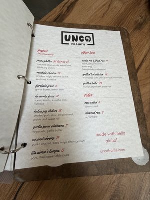 Menu photo 1 Unco Frank’s San Francisco, CA Menu photo 1 Unco Frank’s San Francisco, CA
