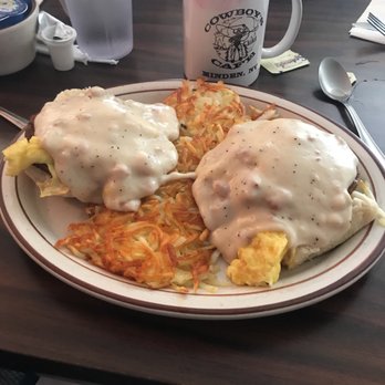 Cowboy's Cafe - Biscuits & gravy with scrambled eggs, sausage & hash browns - - Breakfast & Brunch Near Me - Minden, Nevada Cowboy's Cafe - Biscuits & gravy with scrambled eggs, sausage & hash browns - - Breakfast & Brunch Near Me - Minden, Nevada