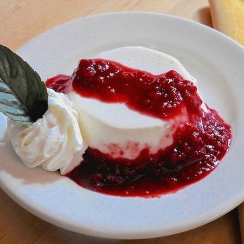 Buck's Restaurant - Panna Cotta with raspberry sauce - New American Near Me - Brooksville, Maine