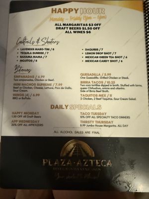 Menu photo 2 Plaza Azteca Newark, DE
