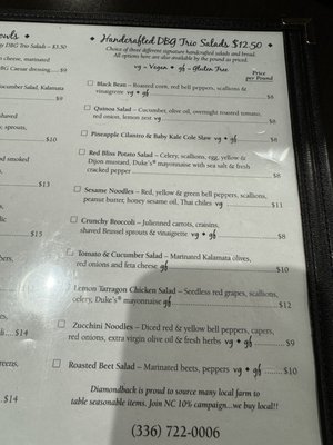 Menu photo 3 Downtown Diamondback Winston-Salem, NC
