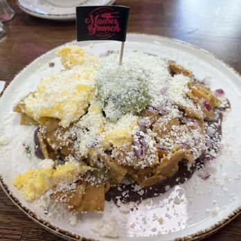Madres Brunch - Chilaquiles with green sauce and scrambled eggs - Breakfast & Brunch Near Me - Whittier, California Madres Brunch - Chilaquiles with green sauce and scrambled eggs - Breakfast & Brunch Near Me - Whittier, California