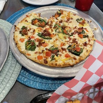 EC's Bar & Grill - Alfredo chicken pizza (small, thin crust). Yummy - Desserts Near Me - Osage Beach, Missouri