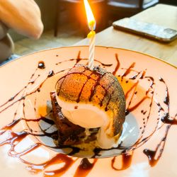 La Toscana - S'more brownie sundae - with birthday candle
