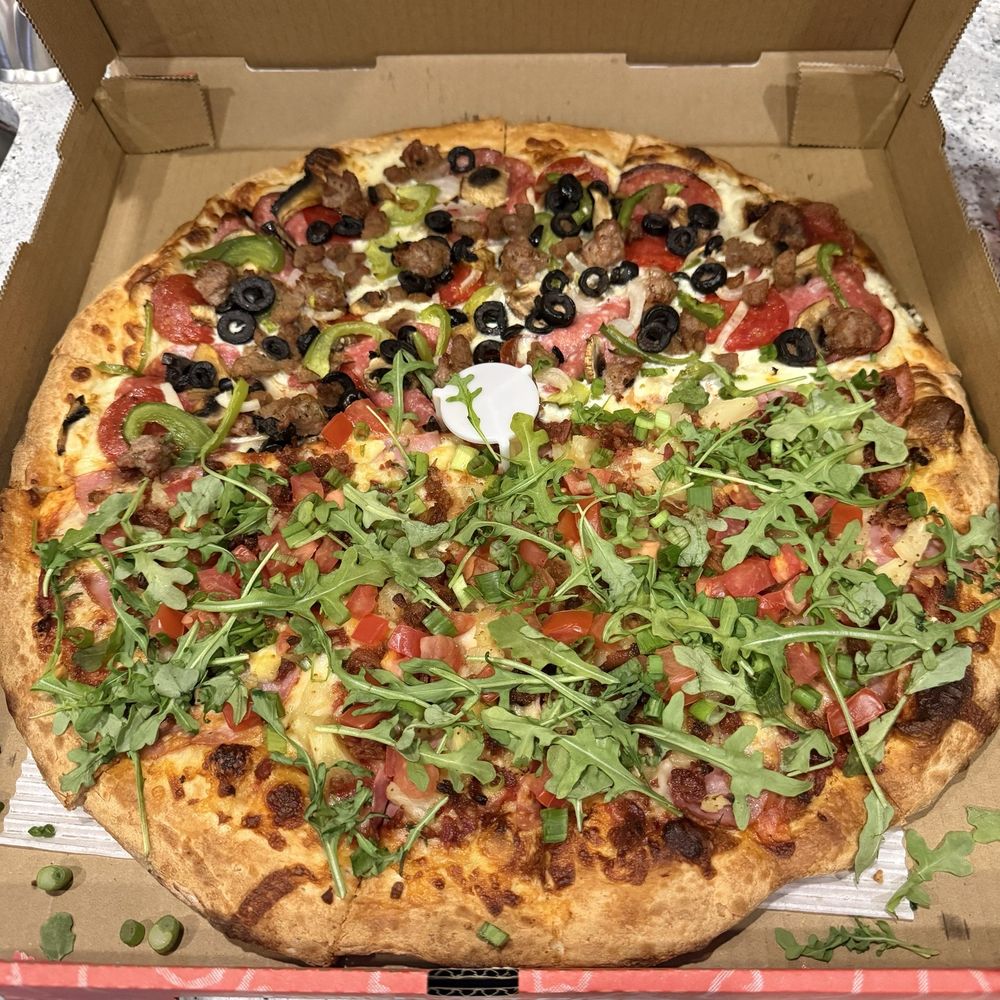 Delish Pizza - Half & Half Specialty--supposed to be without tomatoes. - Pizza Near Me - Roseville, California