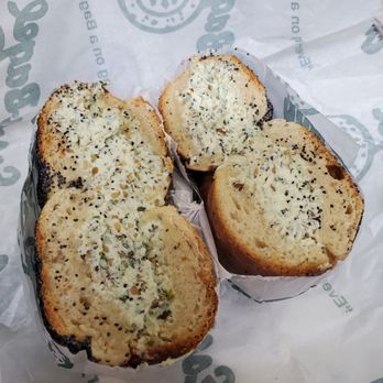 Ess-a-Bagel - Poppy seed bagel with herb schmear - Bagels Near Me - New York, New York Ess-a-Bagel - Poppy seed bagel with herb schmear - Bagels Near Me - New York, New York