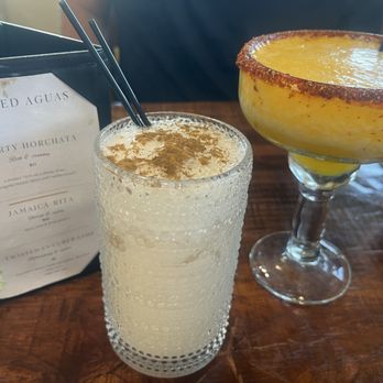 Las Mañanitas - Dirty horchata iced and mango margarita with tajin blended- they're worth trying!! - Mexican Near Me - Clovis, California Las Mañanitas - Dirty horchata iced and mango margarita with tajin blended- they're worth trying!! - Mexican Near Me - Clovis, California