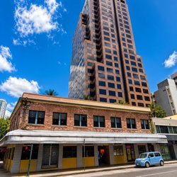 Brick building exterior street view