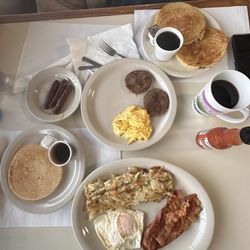 Grandma's II Restaurant - Traditional Breakfast: Eggs, Homestyle Potatoes, Bacon, Sausage, Pancakes